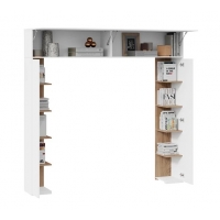 Шкаф навесной Порто 366 со стеллажами (Белый Жемчуг, Яблоня Беллуно, Белый софт) - Изображение 1